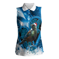 Tui Bird New Zealand Christmas In July Women Sleeveless Polo Shirt NZ Aroha Koru Fern Marble Vibes