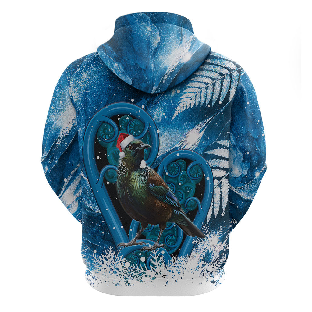 Tui Bird New Zealand Christmas In July Zip Hoodie NZ Aroha Koru Fern Marble Vibes