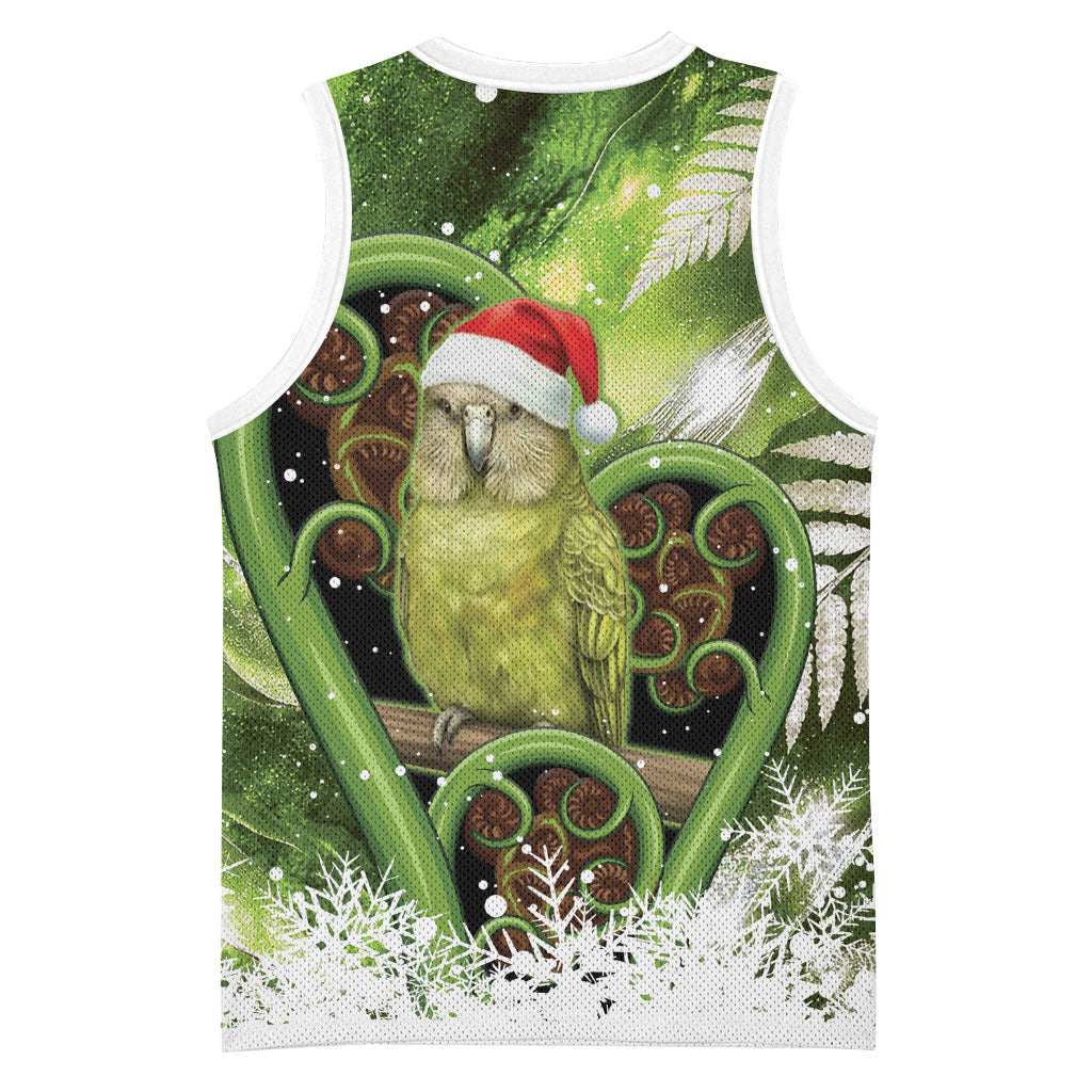 Kakapo New Zealand Christmas In July Basketball Jersey NZ Aroha Koru Fern Marble Vibes