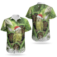 Kakapo New Zealand Christmas In July Couples Matching Off Shoulder Short Dress and Hawaiian Shirt NZ Aroha Koru Fern Marble Vibes LT14 - Polynesian Pride