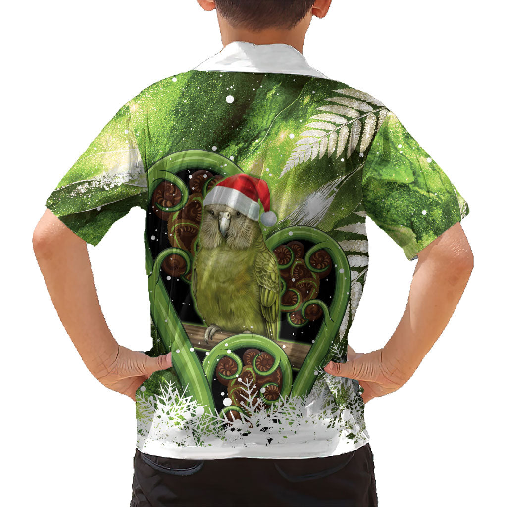Kakapo New Zealand Christmas In July Family Matching Long Sleeve Bodycon Dress and Hawaiian Shirt NZ Aroha Koru Fern Marble Vibes