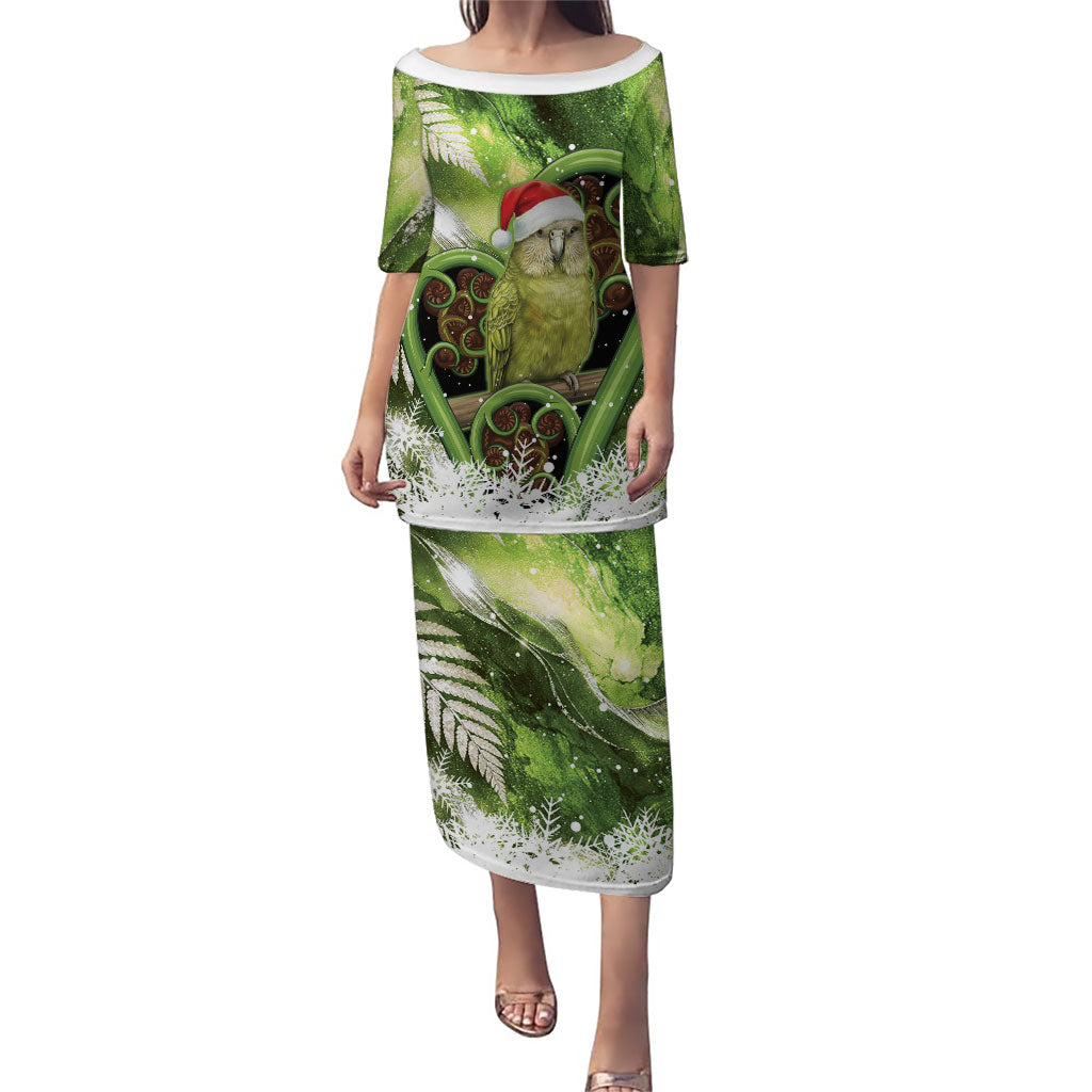 Kakapo New Zealand Christmas In July Family Matching Puletasi and Hawaiian Shirt NZ Aroha Koru Fern Marble Vibes