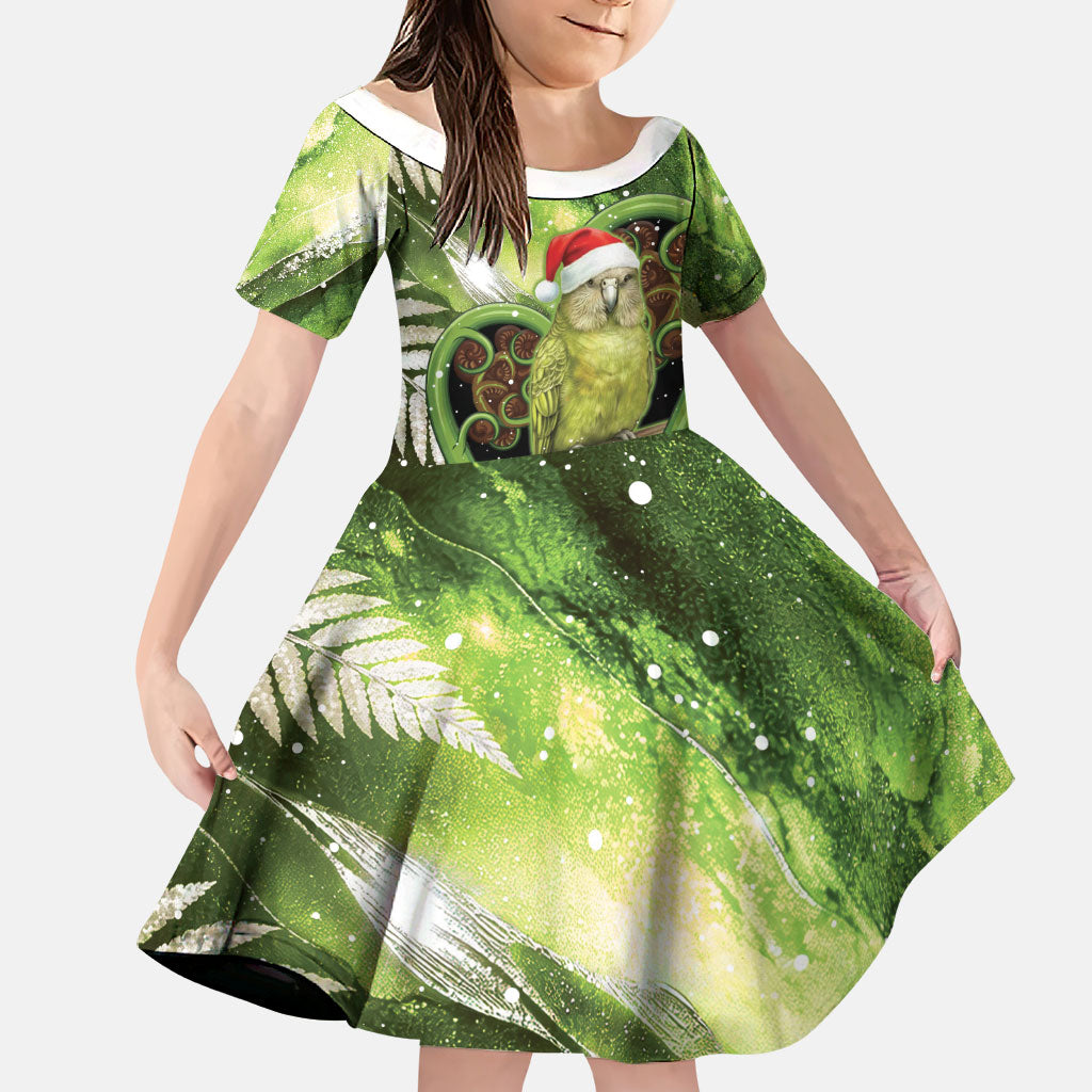 Kakapo New Zealand Christmas In July Family Matching Tank Maxi Dress and Hawaiian Shirt NZ Aroha Koru Fern Marble Vibes