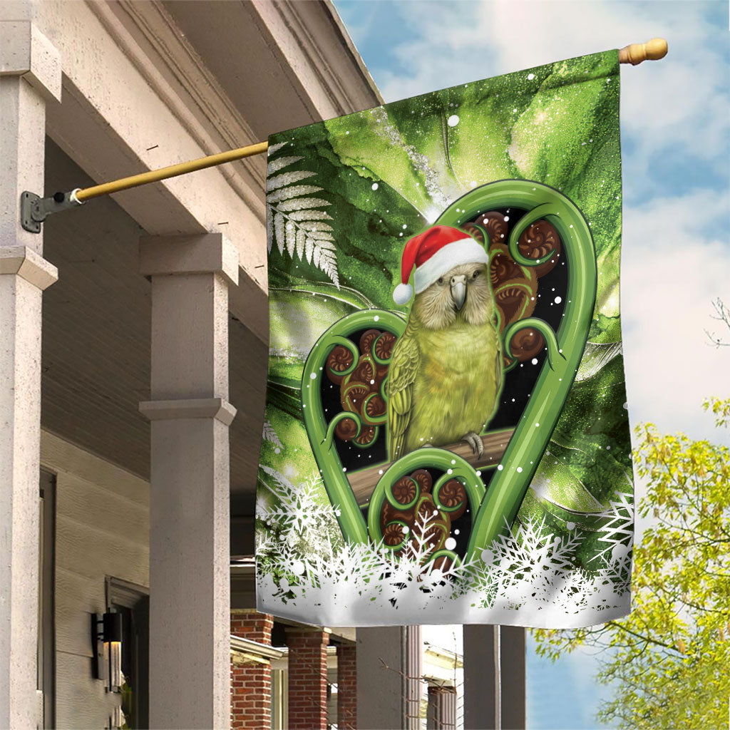 Kakapo New Zealand Christmas In July Garden Flag NZ Aroha Koru Fern Marble Vibes