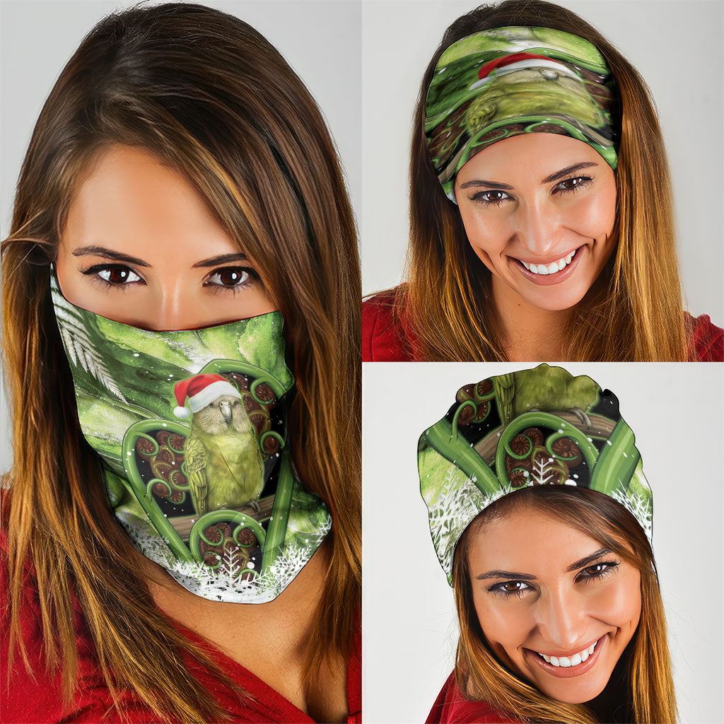 Kakapo New Zealand Christmas In July Neck Gaiter NZ Aroha Koru Fern Marble Vibes
