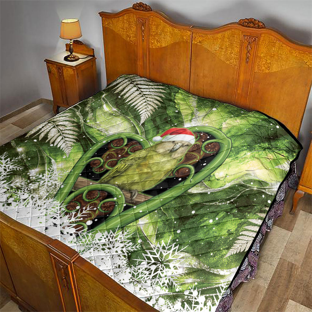 Kakapo New Zealand Christmas In July Quilt NZ Aroha Koru Fern Marble Vibes