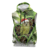 Kakapo New Zealand Christmas In July Sleeveless Hoodie NZ Aroha Koru Fern Marble Vibes