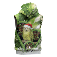 Kakapo New Zealand Christmas In July Sleeveless Hoodie NZ Aroha Koru Fern Marble Vibes