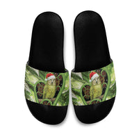 Kakapo New Zealand Christmas In July Slide Sandals NZ Aroha Koru Fern Marble Vibes