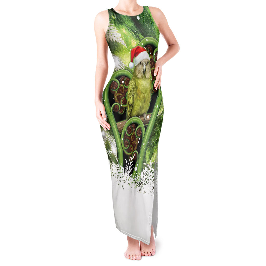 Kakapo New Zealand Christmas In July Tank Maxi Dress NZ Aroha Koru Fern Marble Vibes