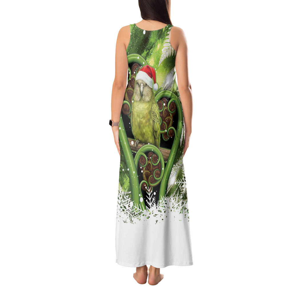 Kakapo New Zealand Christmas In July Tank Maxi Dress NZ Aroha Koru Fern Marble Vibes