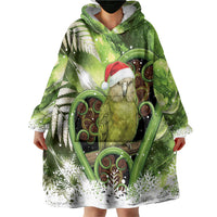 Kakapo New Zealand Christmas In July Wearable Blanket Hoodie NZ Aroha Koru Fern Marble Vibes