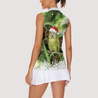 Kakapo New Zealand Christmas In July Women Sleeveless Polo Shirt NZ Aroha Koru Fern Marble Vibes