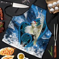Sulphur-crested Cockatoo New Zealand Christmas In July Apron NZ Aroha Koru Fern Marble Vibes