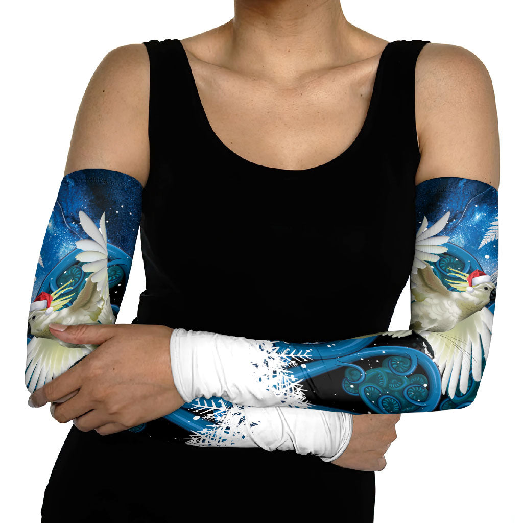 Sulphur-crested Cockatoo New Zealand Christmas In July Arm Sleeves NZ Aroha Koru Fern Marble Vibes