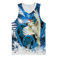 Sulphur-crested Cockatoo New Zealand Christmas In July Basketball Jersey NZ Aroha Koru Fern Marble Vibes