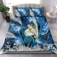 Sulphur-crested Cockatoo New Zealand Christmas In July Bedding Set NZ Aroha Koru Fern Marble Vibes