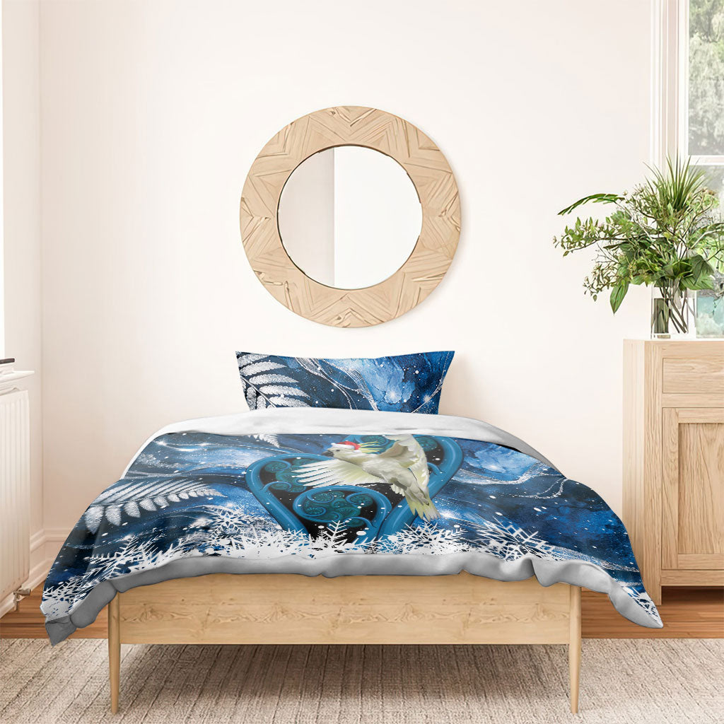 Sulphur-crested Cockatoo New Zealand Christmas In July Bedding Set NZ Aroha Koru Fern Marble Vibes