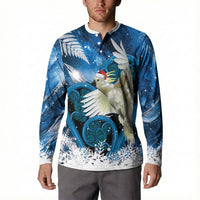 Sulphur-crested Cockatoo New Zealand Christmas In July Button Sweatshirt NZ Aroha Koru Fern Marble Vibes
