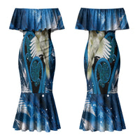 Sulphur-crested Cockatoo New Zealand Christmas In July Couples Matching Mermaid Dress and Hawaiian Shirt NZ Aroha Koru Fern Marble Vibes LT14 - Polynesian Pride