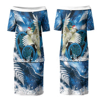 Sulphur-crested Cockatoo New Zealand Christmas In July Couples Matching Puletasi and Hawaiian Shirt NZ Aroha Koru Fern Marble Vibes LT14 - Polynesian Pride