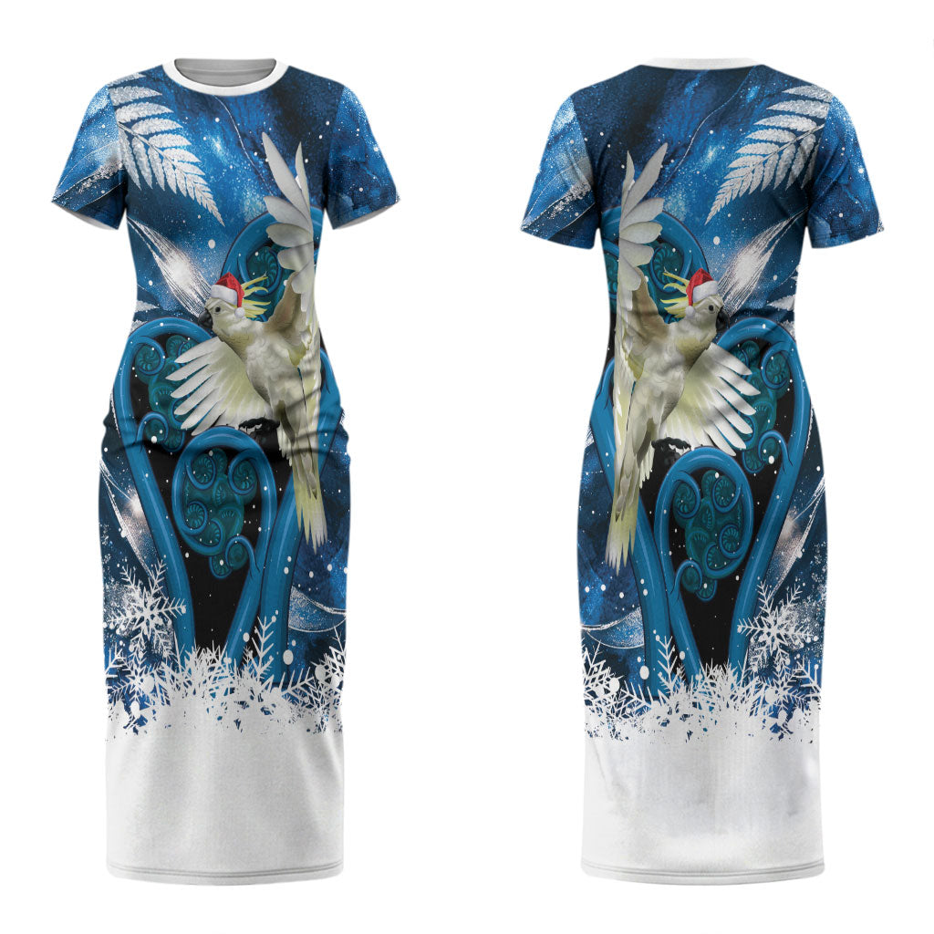 Sulphur-crested Cockatoo New Zealand Christmas In July Couples Matching Short Sleeve Bodycon Dress and Hawaiian Shirt NZ Aroha Koru Fern Marble Vibes LT14 - Polynesian Pride