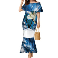 Sulphur-crested Cockatoo New Zealand Christmas In July Family Matching Mermaid Dress and Hawaiian Shirt NZ Aroha Koru Fern Marble Vibes