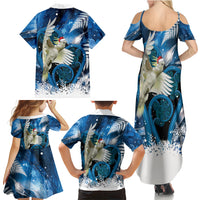 Sulphur-crested Cockatoo New Zealand Christmas In July Family Matching Summer Maxi Dress and Hawaiian Shirt NZ Aroha Koru Fern Marble Vibes