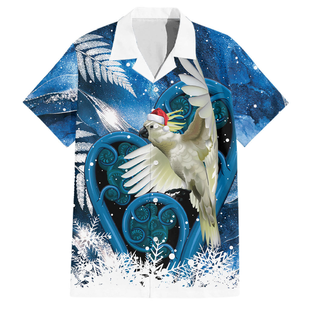 Sulphur-crested Cockatoo New Zealand Christmas In July Family Matching Tank Maxi Dress and Hawaiian Shirt NZ Aroha Koru Fern Marble Vibes