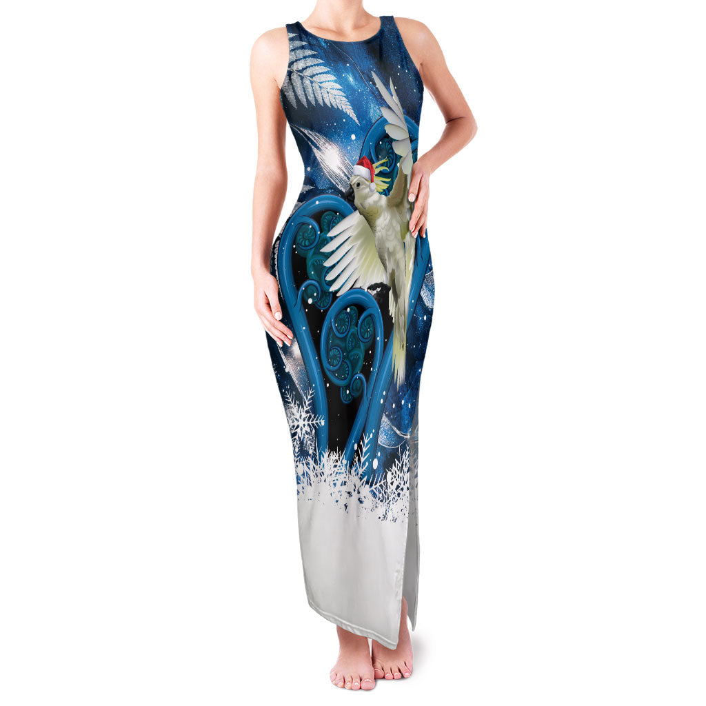 Sulphur-crested Cockatoo New Zealand Christmas In July Family Matching Tank Maxi Dress and Hawaiian Shirt NZ Aroha Koru Fern Marble Vibes