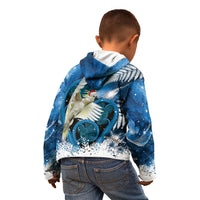 Sulphur-crested Cockatoo New Zealand Christmas In July Kid Hoodie NZ Aroha Koru Fern Marble Vibes