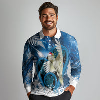 Sulphur-crested Cockatoo New Zealand Christmas In July Long Sleeve Polo Shirt NZ Aroha Koru Fern Marble Vibes