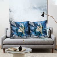 Sulphur-crested Cockatoo New Zealand Christmas In July Pillow Cover NZ Aroha Koru Fern Marble Vibes