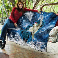 Sulphur-crested Cockatoo New Zealand Christmas In July Quilt NZ Aroha Koru Fern Marble Vibes