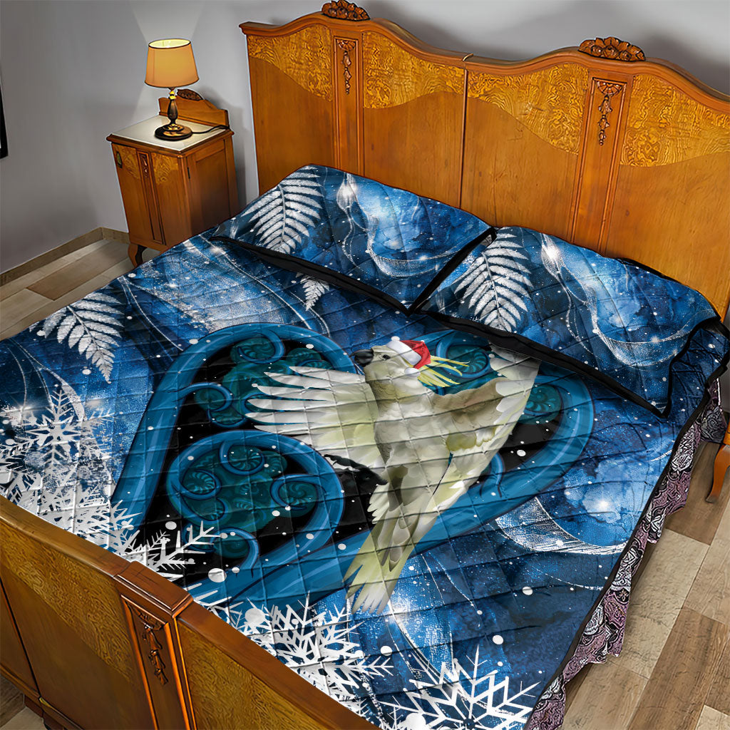 Sulphur-crested Cockatoo New Zealand Christmas In July Quilt Bed Set NZ Aroha Koru Fern Marble Vibes