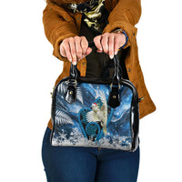 Sulphur-crested Cockatoo New Zealand Christmas In July Shoulder Handbag NZ Aroha Koru Fern Marble Vibes