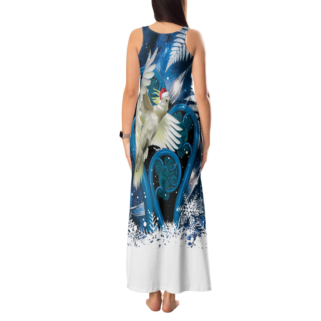 Sulphur-crested Cockatoo New Zealand Christmas In July Tank Maxi Dress NZ Aroha Koru Fern Marble Vibes