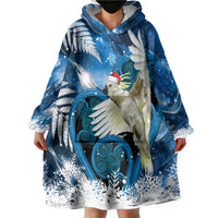Sulphur-crested Cockatoo New Zealand Christmas In July Wearable Blanket Hoodie NZ Aroha Koru Fern Marble Vibes