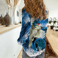 Sulphur-crested Cockatoo New Zealand Christmas In July Women Casual Shirt NZ Aroha Koru Fern Marble Vibes