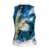 Sulphur-crested Cockatoo New Zealand Christmas In July Women Sleeveless Polo Shirt NZ Aroha Koru Fern Marble Vibes