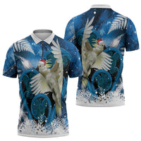 Sulphur-crested Cockatoo New Zealand Christmas In July Zipper Polo Shirt NZ Aroha Koru Fern Marble Vibes