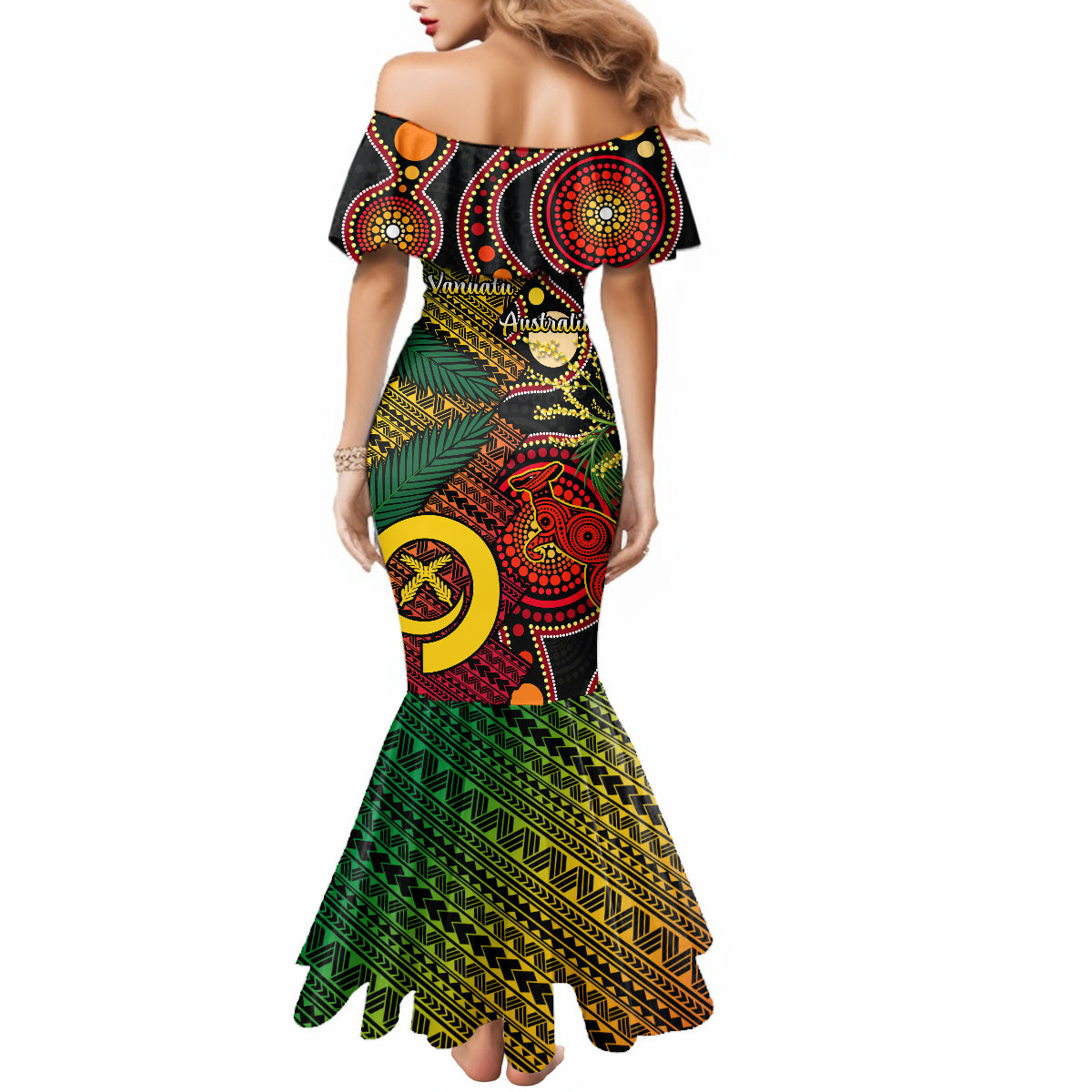 Vanuatu and Australia Mermaid Dress Vanuatuan Polynesian Mix Aussie Aboriginal Art LT14 - Polynesian Pride