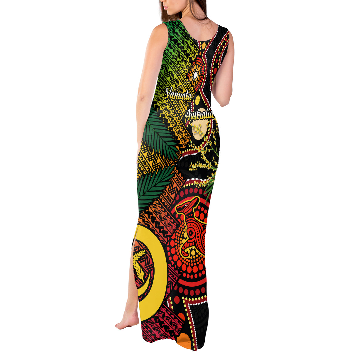 Vanuatu and Australia Tank Maxi Dress Vanuatuan Polynesian Mix Aussie Aboriginal Art LT14 - Polynesian Pride