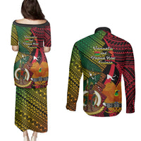 Vanuatu and Papua New Guinea Couples Matching Puletasi Dress and Long Sleeve Button Shirts Vanuatuan With PNG Polynesian Pattern LT14 - Polynesian Pride