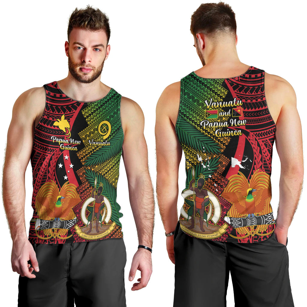 Vanuatu and Papua New Guinea Men Tank Top Vanuatuan With PNG Polynesian Pattern LT14 - Polynesian Pride