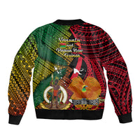 Vanuatu and Papua New Guinea Sleeve Zip Bomber Jacket Vanuatuan With PNG Polynesian Pattern LT14 - Polynesian Pride