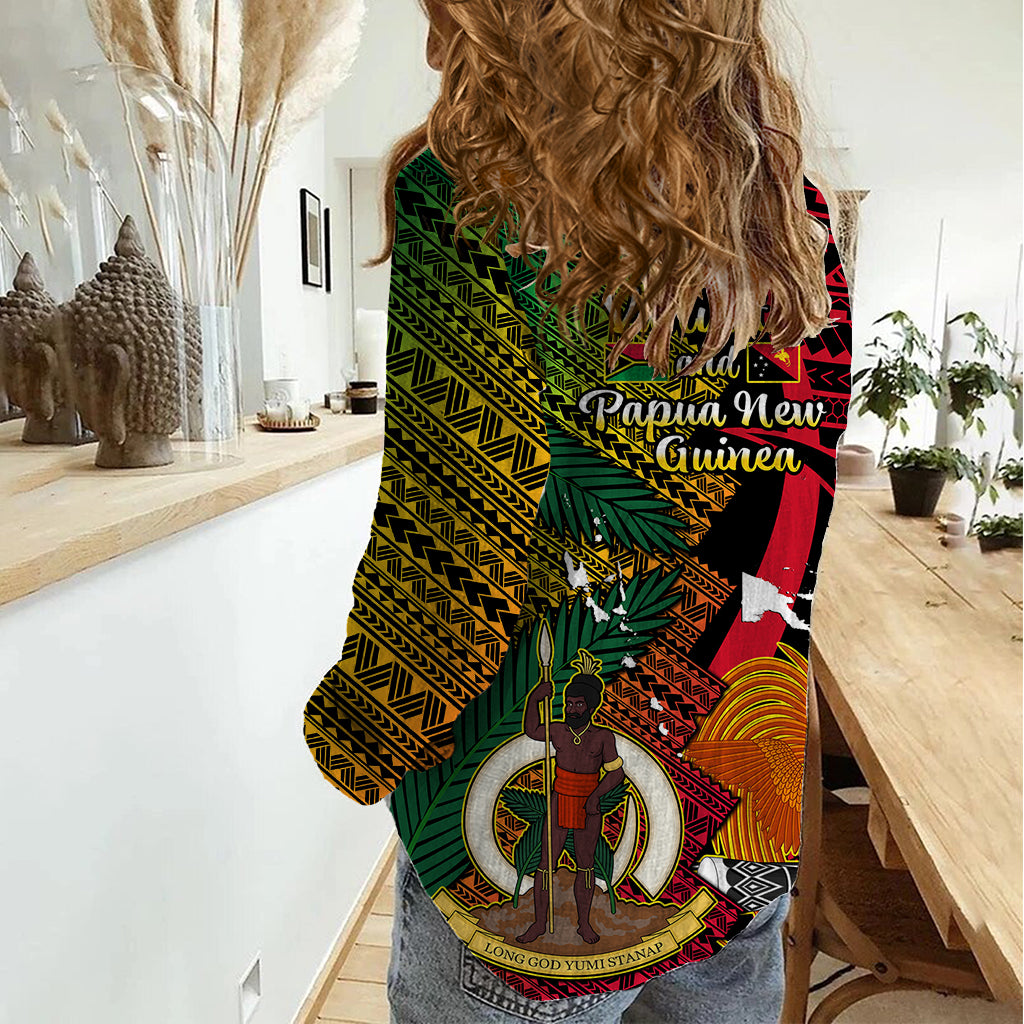 Vanuatu and Papua New Guinea Women Casual Shirt Vanuatuan With PNG Polynesian Pattern LT14 - Polynesian Pride