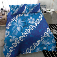 Vintage Blue Polynesia Bedding Set Plumeria With Hibiscus Tropical Vibes LT14 - Polynesian Pride