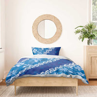 Vintage Blue Polynesia Bedding Set Plumeria With Hibiscus Tropical Vibes LT14 - Polynesian Pride