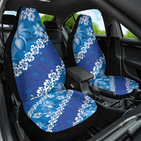 Vintage Blue Polynesia Car Seat Cover Plumeria With Hibiscus Tropical Vibes LT14 One Size Blue - Polynesian Pride